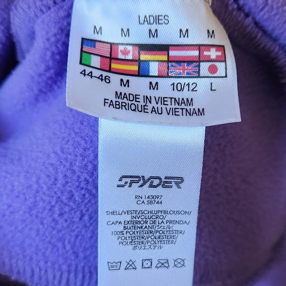Spyder Jacket Coat Sweater Fleece Endure Core Full Zip Ski Activewear Purple M - Picture 5 of 10